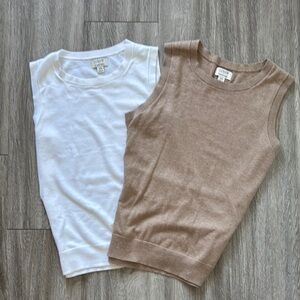 Sleeveless Tops - White & Tan